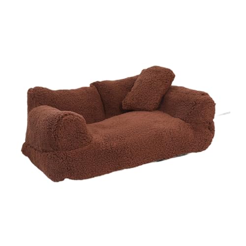 Dualoai Haustier Schlafsofa, Katzenbett für Hauskatzen, Tragbar, rutschfest, Bequem, Weiches Hundebett, Katzensofa für Kleine Hunde, Kätzchen, Brown L von Dualoai