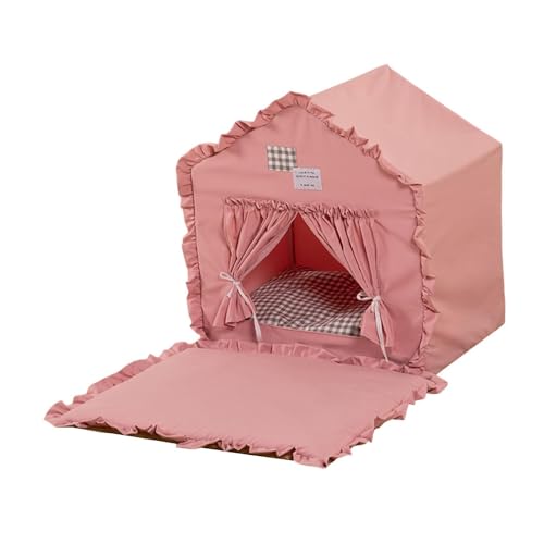 Dualoai Hundehütte Haustierzelt Nest Katzenschlafplatz Haustierbett für Aktivitätszentrum Kitty Puppy, ROSA von Dualoai