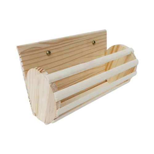 Dualoai Kaninchen Heu Feeder Rack Bunny Heu Dispenser Holz Gras Halter Food Dispenser für Chinchilla, Holzfarbe von Dualoai