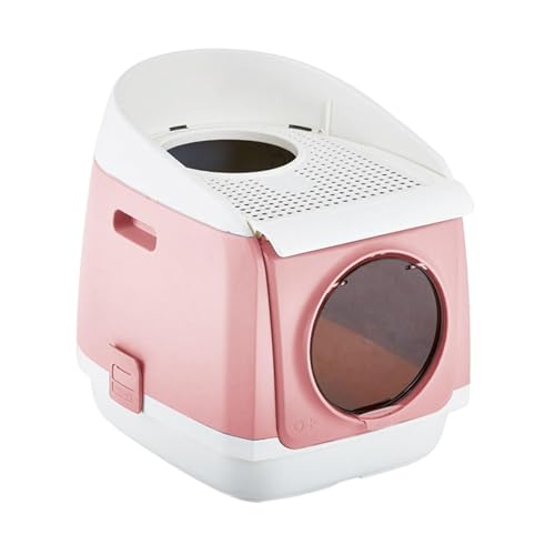 Dualoai Katzentoilette mit Top Einstieg, Geschlossene Katzentoilette, Katzentoilette für Hauskatzen, ROSA von Dualoai