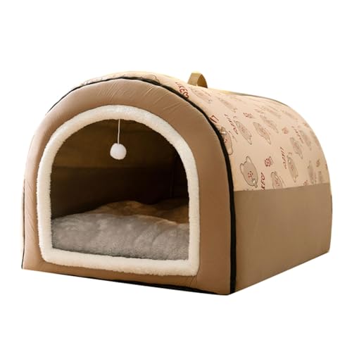 Dualoai Tragbare Hundehütte, 2 in 1 Hunde Und Katzenbett, Weiches, Warmes, Selbstheizendes Nest, Katzennest, Welpenhöhle, für Welpen, Katzen, m von Dualoai