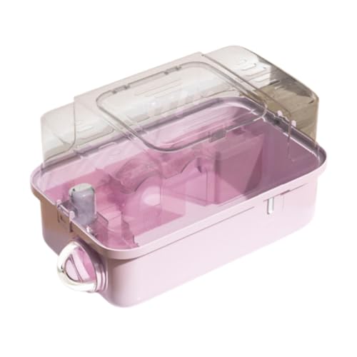 Dualoai Transportkäfig für Hamster Und Meerschweinchen, Reisefreundliches Design für Kleine Tiere, Rosa, Style B von Dualoai