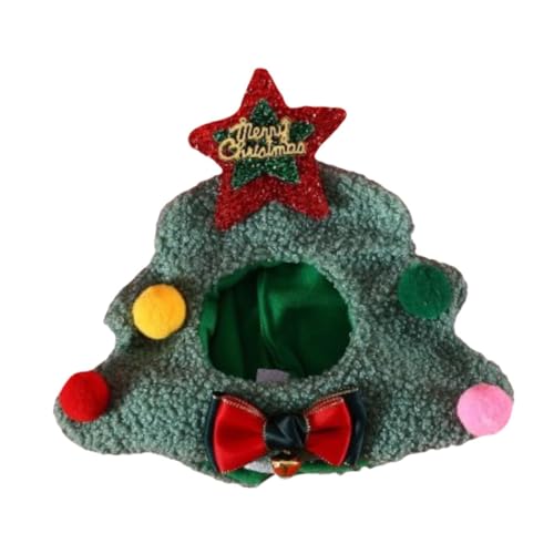 Dualoai Weihnachtsmannmütze für Katzen, Kopfschmuck für Haustiere, Weiches Stirnband, Warme Mütze, Süßes Weihnachtsoutfit, Weihnachtskostüm für Kleine Hunde, Weihnachtsbaum, M von Dualoai