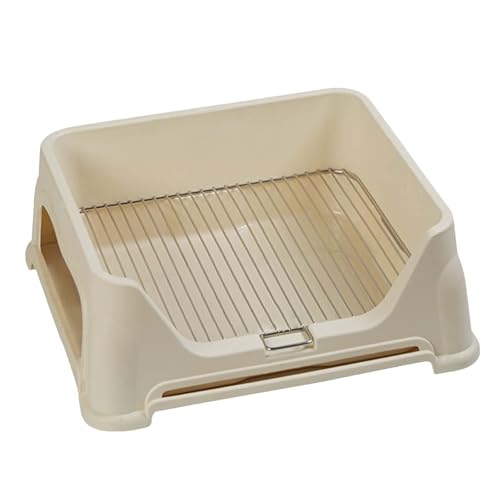 Hundetoilette Töpfchenschale Töpfchenablage mit Schutzwand Katzentoilette für Outdoor Welpen Hase, Beige von Dualoai