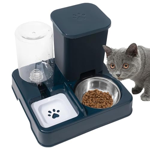 Dubbulon Futter- und Wasserspender für Katzen, Futter- und Tränke für Tierfutter, 2-in-1 Rutschfester Futterspender für Haustiere, Tragbare Futterautomaten, Heimtierbedarf für Katzen, mittlerer und von Dubbulon