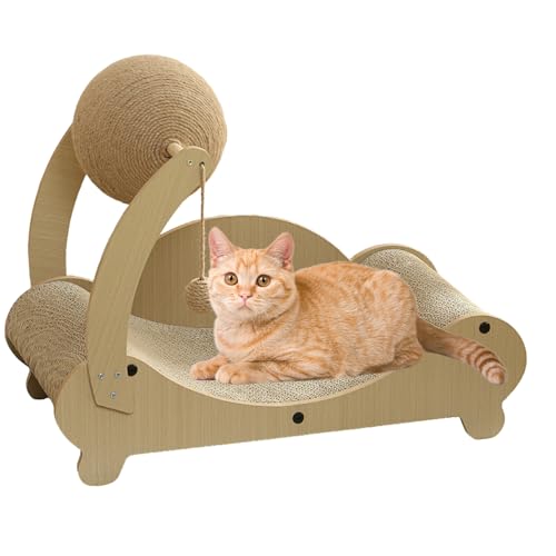 Katzen Kratzbett,Kratzcouch Für Kätzchen - Möbelschutz Mit Kuschelbett Und Spielball Für Hauskatzen Katzen Kratzbett,Kratzcouch Für Kätzchen - Möbelschutz Mit Kuschelbett Und Spielball Für Hauskatzen von Dubbulon