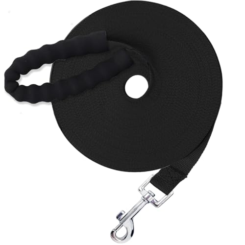 Dubest Schleppleine für Hunde,5M 10M 20M 30M Hundeleine Ausbildungsleine mit Weich Handschlaufe und Karabiner Robuste Nylon Trainingsleine für Kleine bis Große Hund (10M, Schwarz) von Dubest