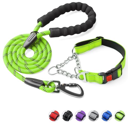 Duckygoo Hundehalsband und Leine, Martingale-Hundehalsband mit Schnellverschluss-Schnalle, reflektierende Hundeleine und verstellbares Hundehalsband mit weichem, atmungsaktivem Neopren, gepolstert für von Duckygoo