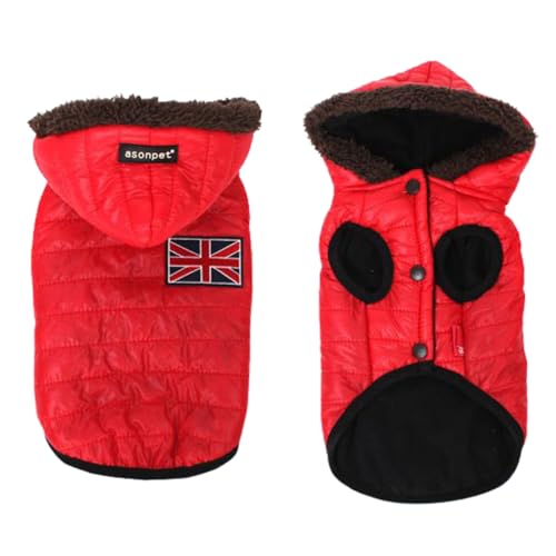 Ducomi Alaska - wasserdichte Hundejacke mit Kapuze - Winter-Daunenjacke für kleine mittelgroße Hunde - Gefütterte Jacke mit Fleece-Innenseite und automatischem Knopfverschluss (Red, XS) von Ducomi