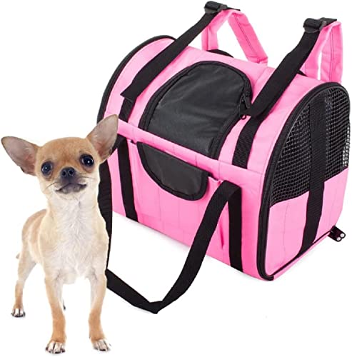 Ducomi Cruz Tragetasche für Kleine Hunde und Katzen – Weich und Robust, 34x20x28cm, Flugzeugtauglich, mit Reißverschlüssen, Verstellbaren Trägern, Taschen und Herausnehmbaren (Rose) von Ducomi