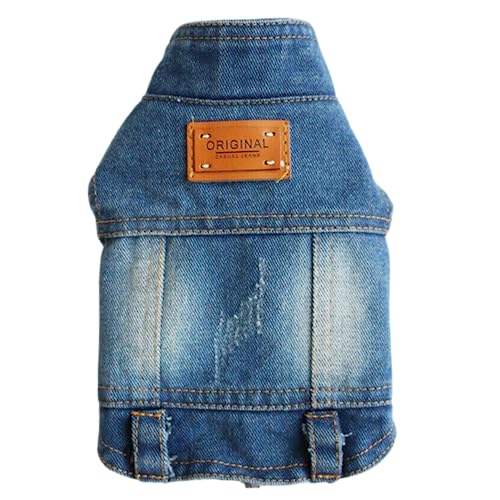 Ducomi Fonzie - Jeans Weste für Hunde, Denim, für kleine und mittelgroße Hunde, Vintage-Optik und Verbrauch, erhältlich in XS bis XXL (Light Blue, L) von Ducomi