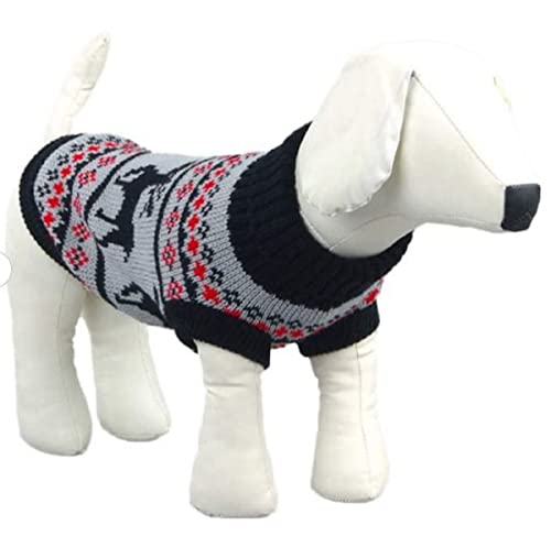 Ducomi Hearts - Hunde- und Welpenpullover aus weichem und warmem Garn - Hundepullover für kleine und mittlere Größen - Hunde- und Katzenkleidung Weihnachtsgeschenkidee (XXL, Black Reindeer) von Ducomi