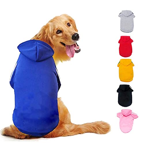 Ducomi Kapuzen Hunde Sweatshirt aus 100% Baumwolle – Kleines Hundepullover – Kleidung für Hunde Aller Rassen und Größen – Warmer Pullover, Einfarbiger Mantel von XS bis 9XL (Blue, M) von Ducomi