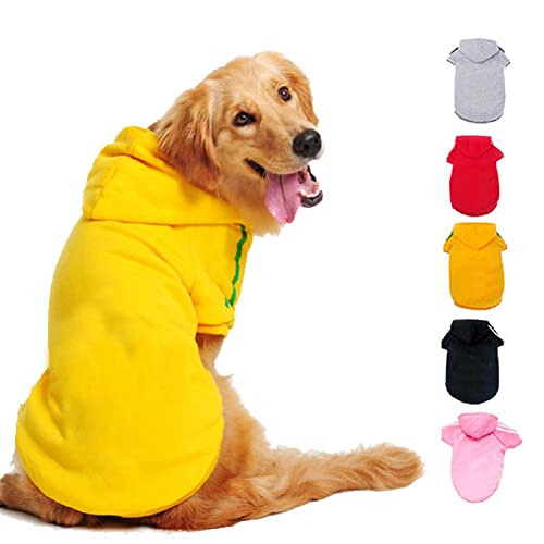 Ducomi Kapuzen Hunde Sweatshirt aus 100% Baumwolle – Kleines Hundepullover – Kleidung für Hunde Aller Rassen und Größen – Warmer Pullover, Einfarbiger Mantel von XS bis 9XL (Yellow, S) von Ducomi