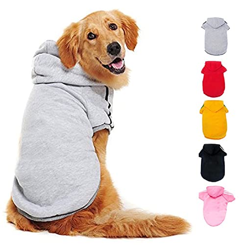 Ducomi Kapuzen Hunde Sweatshirt aus 100% Baumwolle – Kleines Hundepullover – Kleidung für Hunde Aller Rassen und Größen – Warmer Pullover, Einfarbiger Mantel von XS bis 9XL (Grey, L) von Ducomi