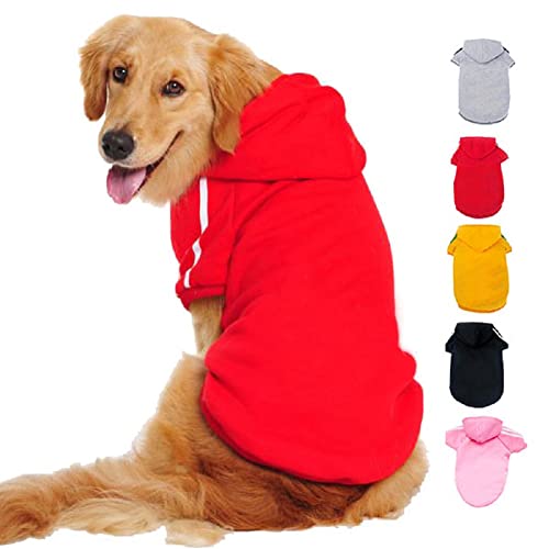 Ducomi Kapuzen Hunde Sweatshirt aus 100% Baumwolle – Kleines Hundepullover – Kleidung für Hunde Aller Rassen und Größen – Warmer Pullover, Einfarbiger Mantel von XS bis 9XL (Red, L) von Ducomi