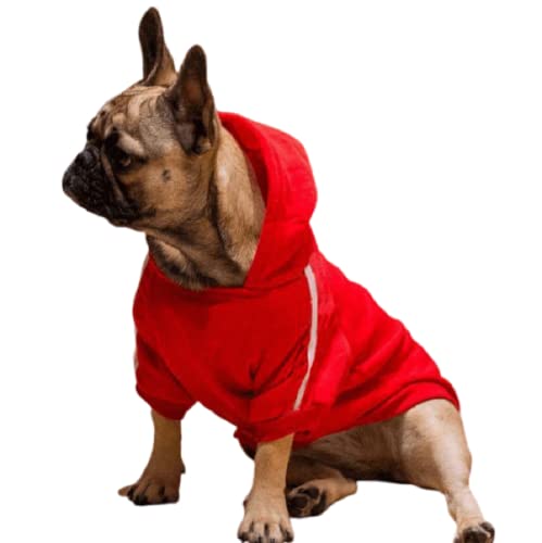 Ducomi Kapuzenpullover für Hunde 100% Baumwolle – Mantel für Hunde, Klein, Mittel und Groß, von Chihuahua, Französische Bulldogge bis Labrador, Pitbull, und Amstaff, Warme Kleidung (Rot, 8XL) von Ducomi