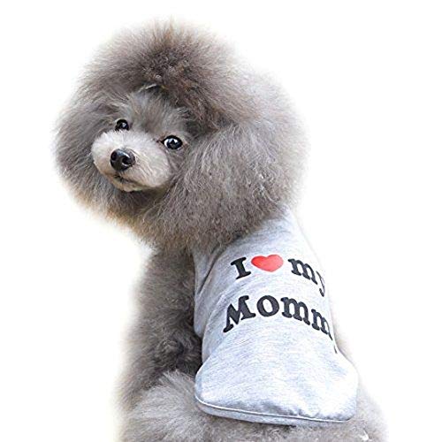 Ducomi Pets Love T-Shirt für Hunde und Katzen aus Baumwolle – Sommer-T-Shirt für Kleine und Mittelgroße Hunde und Welpen – T-Shirt Chihuahua, Pudel und Rassen Toy (M, Mommy Grey) von Ducomi
