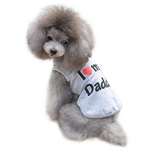 Ducomi Pets Love T-Shirt für Hunde und Katzen aus Baumwolle – Sommer-T-Shirt für Kleine und Mittelgroße Hunde und Welpen – T-Shirt Chihuahua, Pudel und Rassen Toy (XS, Daddy Grey) von Ducomi