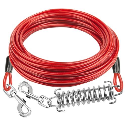 Dudiun Hundeleinenkabel mit Drehhaken und Stoßfeder, Hundeleinen, für Hof, Outdoor und Camping, 6 m, für kleine und große Hunde bis zu 227 kg von Dudiun