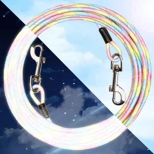 Dudiun Reflektierendes Regenbogenfarbenes Kabel-Auslesekabel für Hunde, Erkunden Sie die großartige Outdoor-Hunde-Auslesekabel, bis zu 113 kg in 21,3 m von Dudiun