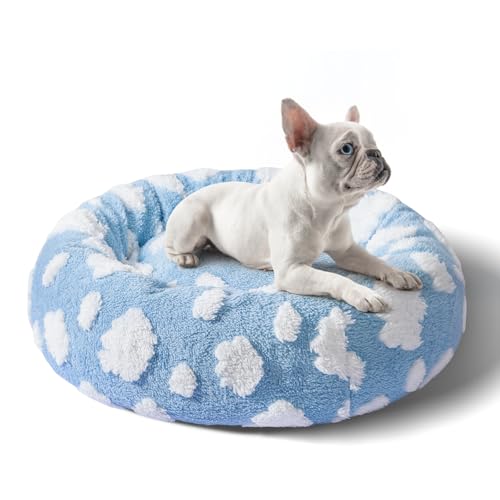 Due Felice Donut-Hundebett für kleine Hunde, rund, Katzenbetten für Innenkatzen, Kuscheltierbett, flauschig, warm, weich, Welpenbett, abnehmbarer, waschbarer Bezug, rutschfest, wasserdichte von Due Felice