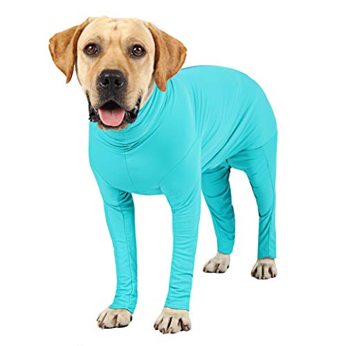 Due Felice Einteiler für Hunde, gegen Haarausfall, vollständige Abdeckung, für chirurgische Genesung, Einteiler, E-Kragen, Beruhigendes Shirt für weibliche und männliche Hunde, Blau/XXL von Due Felice