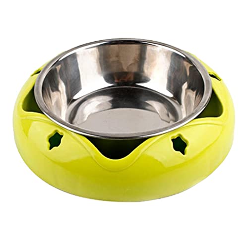 Duiaynke Edelstahl Hundenapf Katzenfutter Näpfe Wasserbehälter für Welpen Kleine Hunde Futterspender (Gelb) von Duiaynke