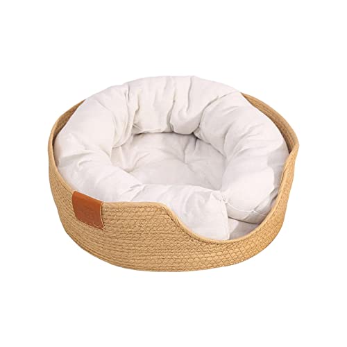 Duiaynke Handgewebtes Rattan-Katzenbett mit Kissen, langlebig, weich, waschbar, Katzenbett, Katzennest, handgefertigt, Zwinger für Kätzchen, Spielausruhe, Entspannen (groß) von Duiaynke