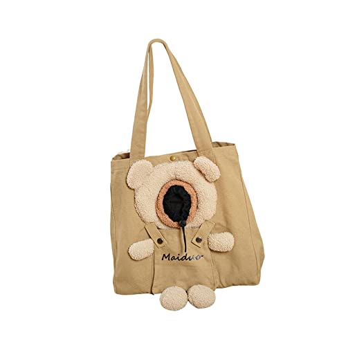 Duiaynke Haustier-Umhängetasche, Handtasche, Outdoor, Cartoon-Bärform, weiche Katzentragetasche, Haustierzubehör für Welpen, Kätzchen, Khaki von Duiaynke