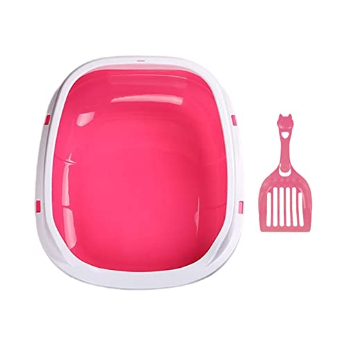 Duiaynke Katzentoilette Anti-Spritzer Sandbox Kitty Katzentoilette Offene Katzentoilette für kleine, mittelgroße und große Katzen (Rosa) von Duiaynke