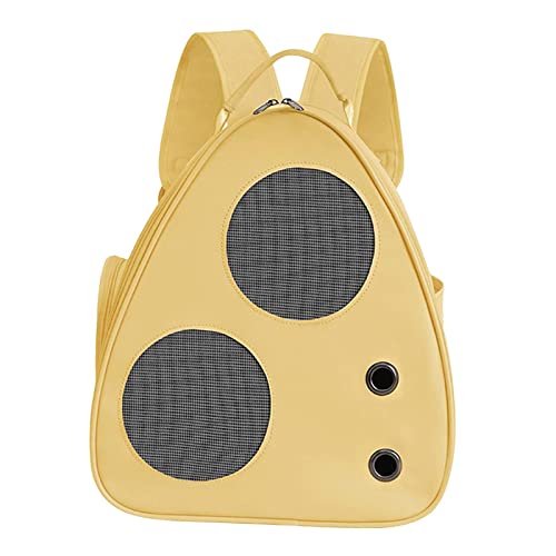 Duiaynke Katzentragerucksack mit Tasche, atmungsaktiv, verstellbarer Schultergurt, für kleine und mittelgroße Haustiere, für den Außenbereich (Gelb) von Duiaynke