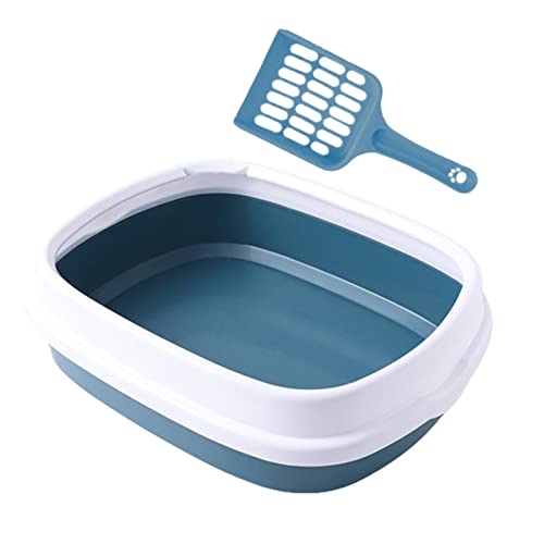 Duiaynke Pet Bedpan Halboffene Katzentoilette, Anti-Spritzer, Katzentoilette, Sandkasten, Katzentoilette für Kaninchen, Kätzchen, Kaninchen, Blau von Duiaynke