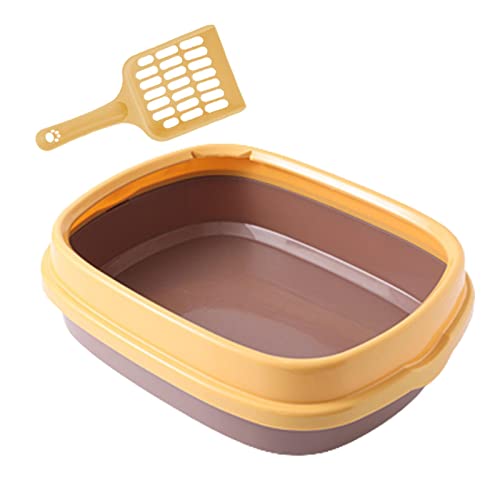 Duiaynke Pet Bedpan Halboffene Katzentoilette, Anti-Spritzer, Katzentoilette, Sandkasten, Katzentoilette für Kaninchen, Kätzchen, Kaninchen, Gelbbraun von Duiaynke