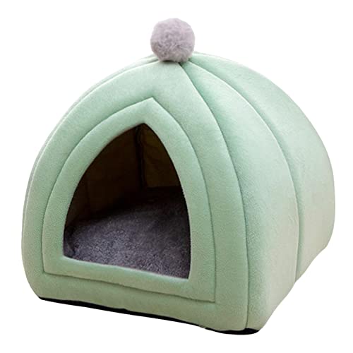 Duiaynke Weiches Katzenbett mit Matte, Hundehütte, rutschfestes Hundehaus, Sofa, Haustierzelt, Nest, Höhle für Kleintiere, Igel, Welpen, Kätzchen, Hundebedarf (Grün, L) von Duiaynke