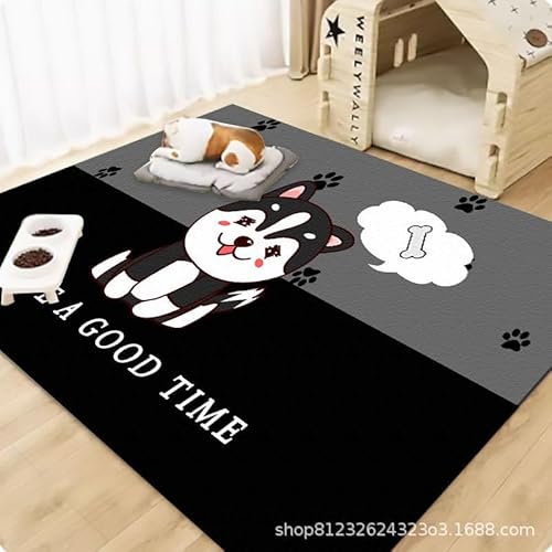 Duidy Hund Katze Bett Matte, Haustier Decke für kleine Hunde Blatt Katze Bett Weiche Flache Haustier Kissen Bettwäsche Welpen Decke (100 * 120cm,Black Dog) von Duidy