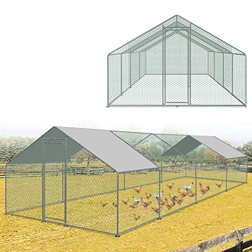 Duisrech Hühnerstall Freilaufgehege 3 x 8 x 2m groß Huhnerstallauslauf mit PVC-beschichtetes Schatten Dach Verzinkter Stahlrahmen für Hühnerkäfig Geflügelstall Vogelkäfig Kleintiere von Duisrech