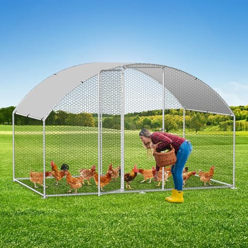 Duisrech Hühnerstall Freilaufgehege 3x2x2m Hühnergehege Kuppel Dach mit PVC-beschichtetes Schatten Verzinkter Stahlrahmen für Hühnerkäfig Geflügelstall Vogelkäfig Kleintiere von Duisrech