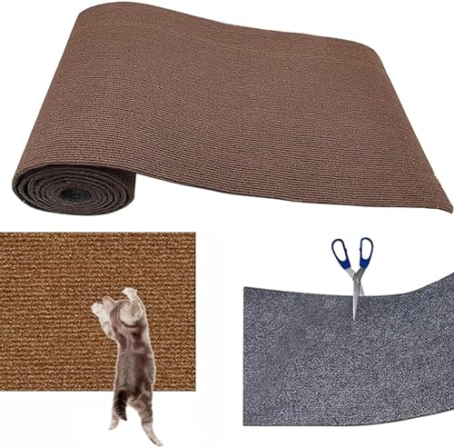 Dujuanus Cat Scratching Mat, Kratzmatte für Katzen, Selbstklebend Kratzmatte Katze, DIY Trimmbarer Teppich Matte Pad Katzenkratzbretter, Katzenteppich für Kratzbaum (40 * 100cm,Brown) von Dujuanus