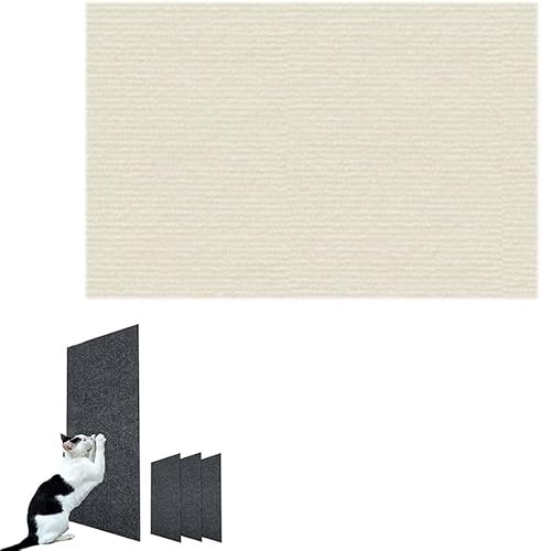 Dujuanus Selbstklebend Kratzteppich Katze Wand, DIY Climbing Cat Scratcher - Kratzschutz Katzenkratzmatte für Schützt Teppiche Sofa Möbelschutz (30 * 100cm,Beige) von Dujuanus