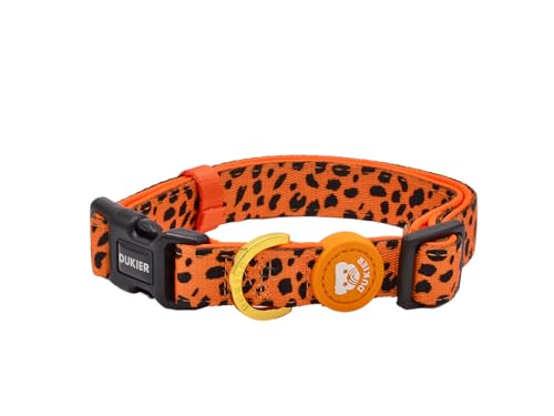 DUKIER - Hundehalsband, verstellbar, Zubehör für Haustiere aus Neopren, strapazierfähig, Design Cheetah Gold, Größe S von Dukier