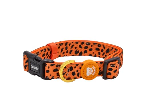 DUKIER - Hundehalsband, verstellbar und verstellbar, Neopren-Haustierzubehör, robust, Cheetah Gold, Größe XS von Dukier