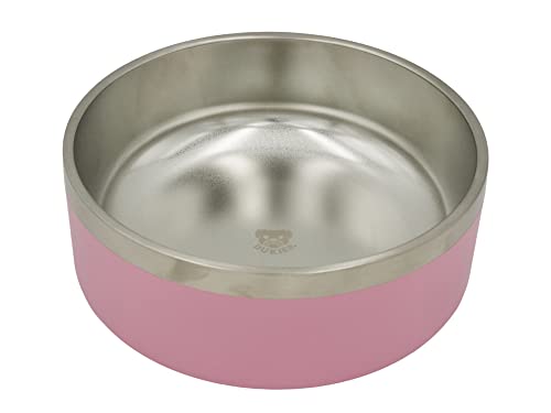 DUKIER - Hundenapf, Haustierzubehör, Edelstahl mit rutschfestem Boden, rosa Napf, Einzelgröße (18,5-6,8 cm), spülmaschinenfest von Dukier