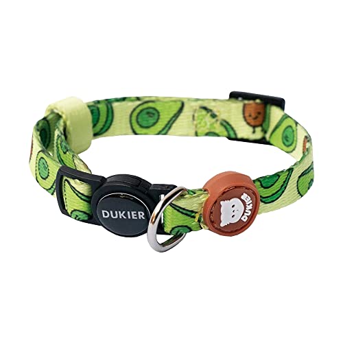 DUKIER - Verstellbares Katzenhalsband, elastisches Haustierzubehör, robust und sicher, Avocado-Design, Einheitsgröße (17-29 cm) von Dukier