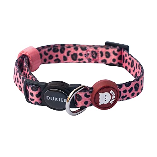 DUKIER - Verstellbares Katzenhalsband, elastisches Haustierzubehör, robust und sicher, Leopard Design, Einheitsgröße (17-29 cm) von Dukier