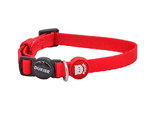 DUKIER - Verstellbares Katzenhalsband, elastisches Zubehör für Haustiere, robust und sicher, rotes Design, Einheitsgröße (17-29 cm) von Dukier