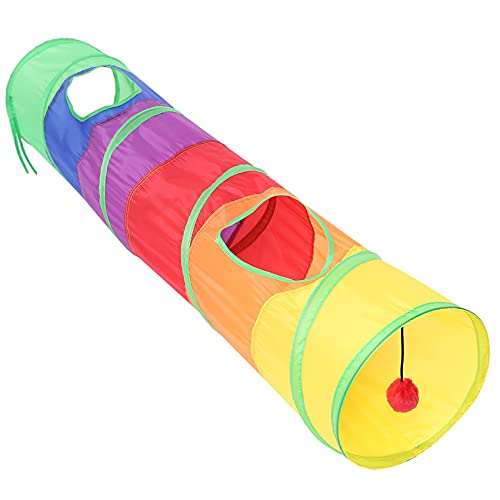 Dunlea Pet Tube zusammenklappbares Spielspielzeug für drinnen und draußen, Spielzeug für Puzzle, Training und Laufen, mit Ball und zwei Löchern von Dunlea