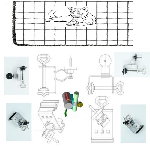 Aktion - Edelstahl-Schutznetz für Katzen, 70 mm Ø, rostfrei, säurebeständig, für Stäbe bis 38 mm Durchmesser, mit gummierten Schutzkappen von Duo - Masterholder holly