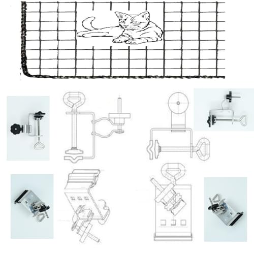 Edelstahl-Schutznetz für Katzen, 70 mm Ø, rostfrei, säurebeständig, für Stäbe bis 38 mm Durchmesser, mit gummierten Schutzkappen von Duo - Masterholder holly