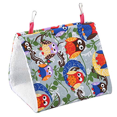 Duokon Parrot Hammock Pet Birds Bed House Fuzzy Plüsch Winter Warme Weiche Nest Spielzeug Hängende Hütte Zelt Bettkäfig Schaukel(Eulenmond) von Duokon